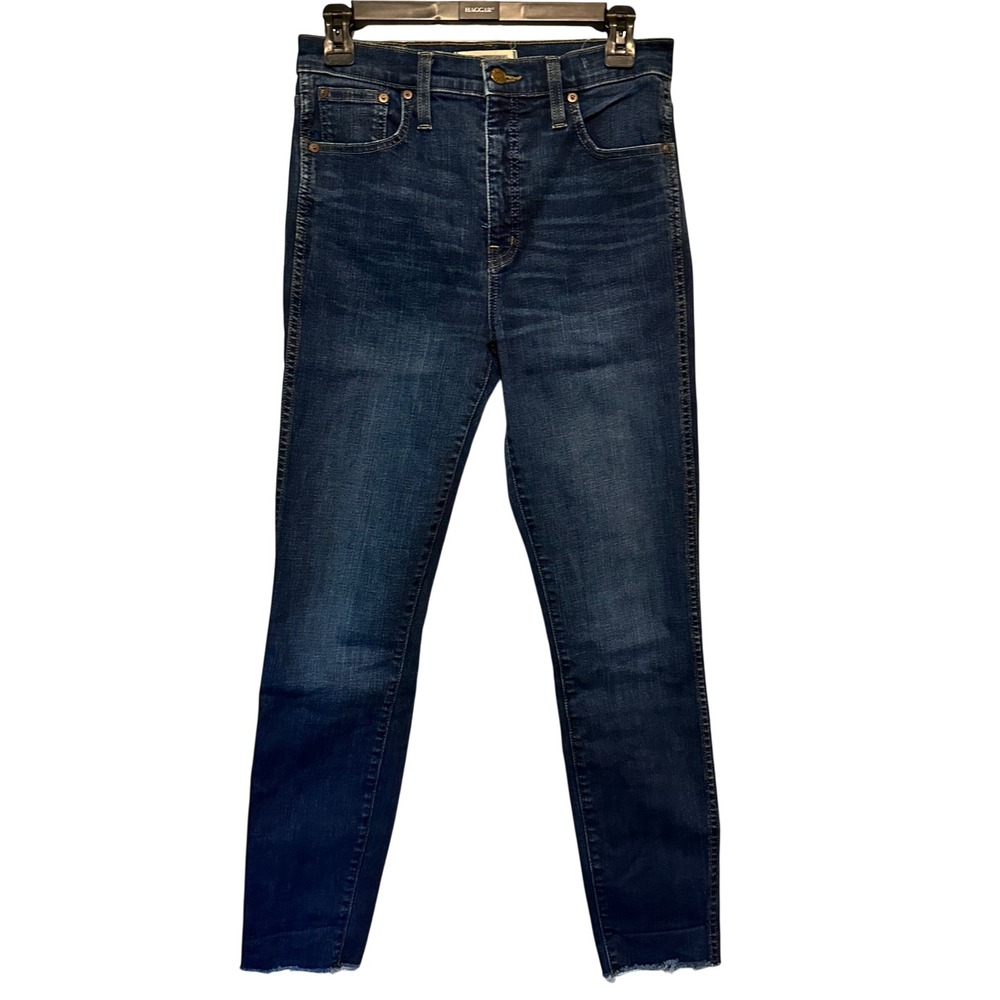 Madewell High Rise‎ Skinny Jeans Dark Wash Raw Hem Size 28 Indigo Denim